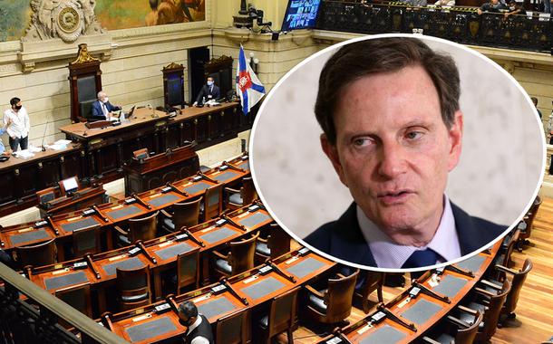 Plenário da Câmara Municipal do Rio de Janeiro e Marcelo Crivella