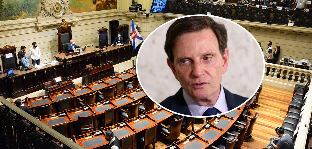 Plenário da Câmara Municipal do Rio de Janeiro e Marcelo Crivella