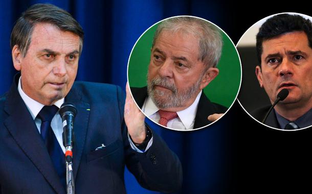 Jair Bolsonaro, Lula e Sérgio Moro