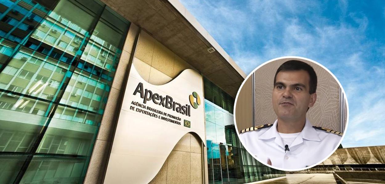 Fachada da Apex e presidente da Apex, o contra-almirante da Marinha Sérgio Segovia