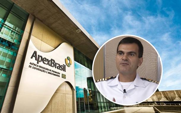 Fachada da Apex e presidente da Apex, o contra-almirante da Marinha Sérgio Segovia