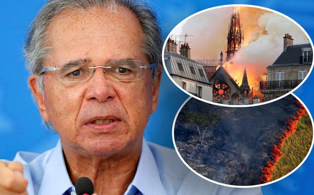 Paulo Guedes, incêndio em Notre Dame e queimadas na Amazônia