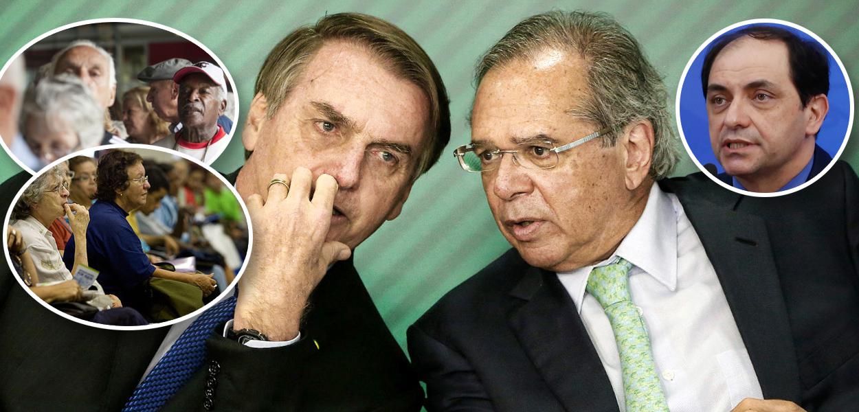 Aposentados, Bolsonaro com Paulo Guedes e Waldery Rodrigues