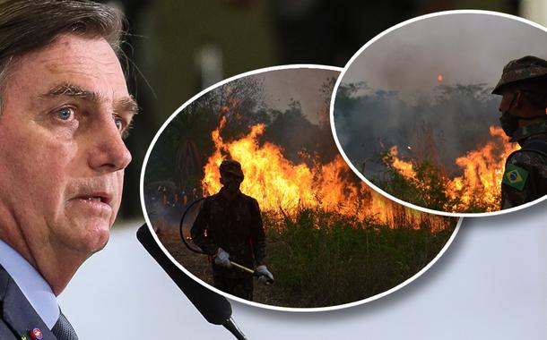 Jair Bolsonaro e militares apagando foto no Pantanal