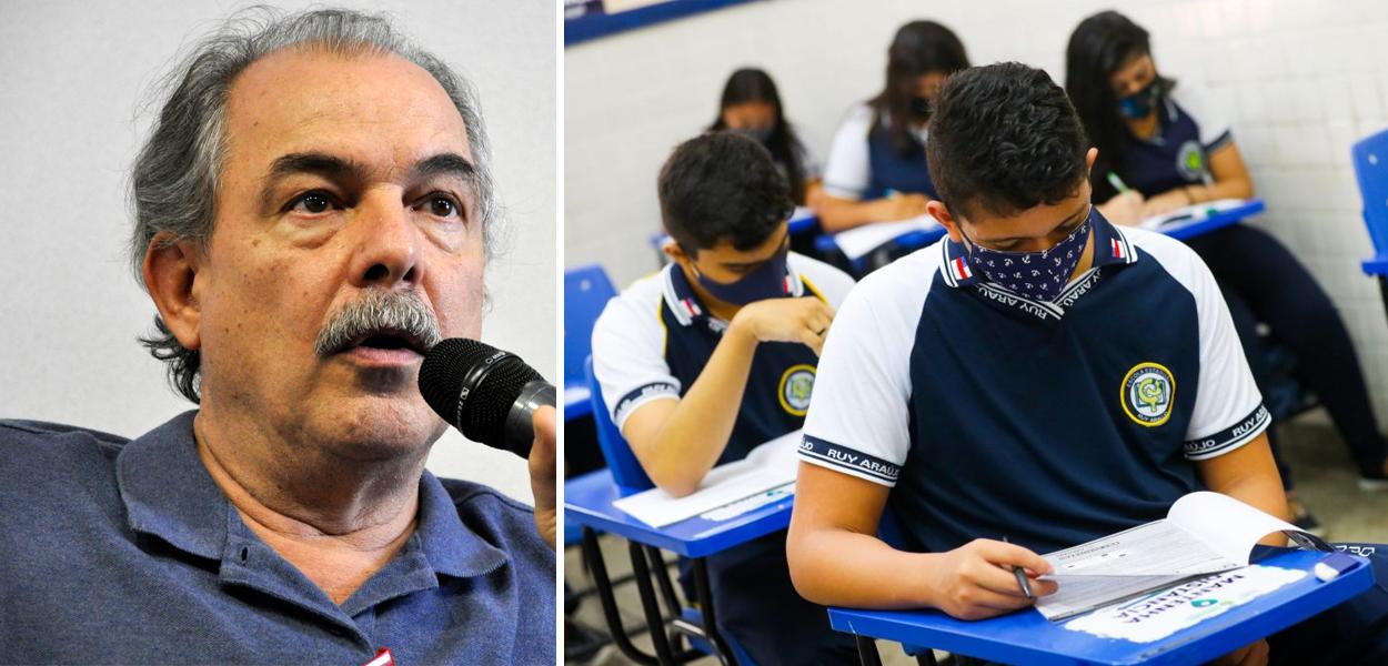 Aloizio Mercadante e alunos em sala de aula