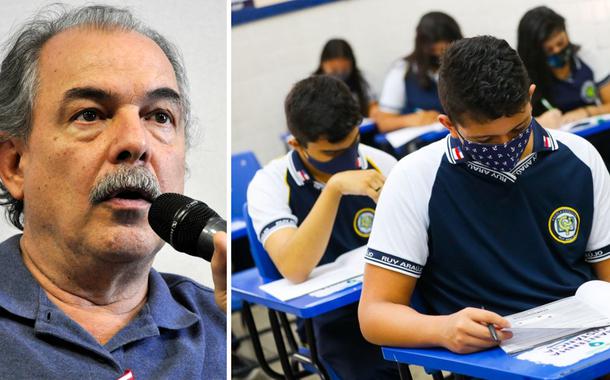 Aloizio Mercadante e alunos em sala de aula