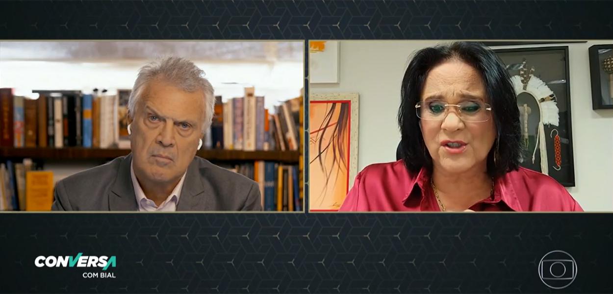 Pedro Bial e Damares Alves