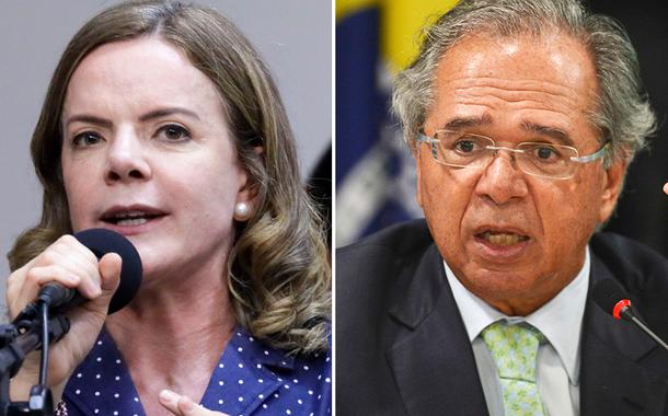 Gleisi Hoffmann e Paulo Guedes