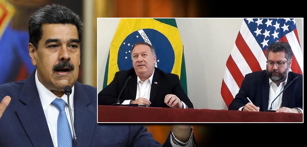 Nicolas Maduro, Mike Pompeo e Ernesto Araújo