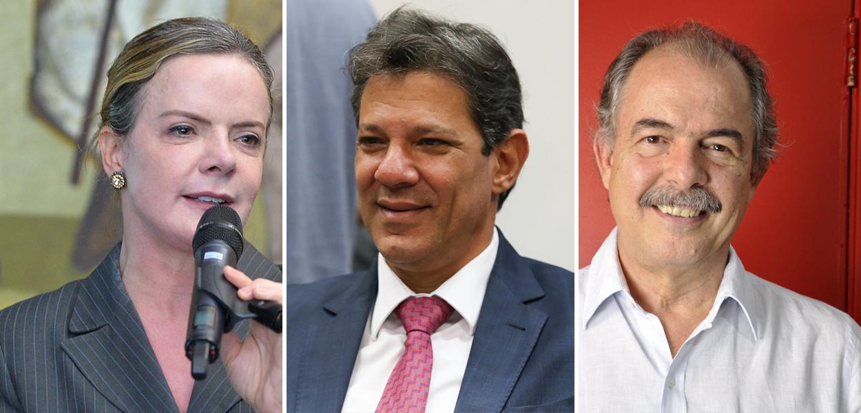 Gleisi Hoffmann, Fernando Haddad e Aloizio Mercadante