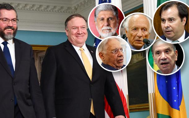 Ernesto Araújo com Mike Pompeo, Celso Amorim, Rubens Ricupero, Rodrigo Maia, FHC e Aloysio Nunes