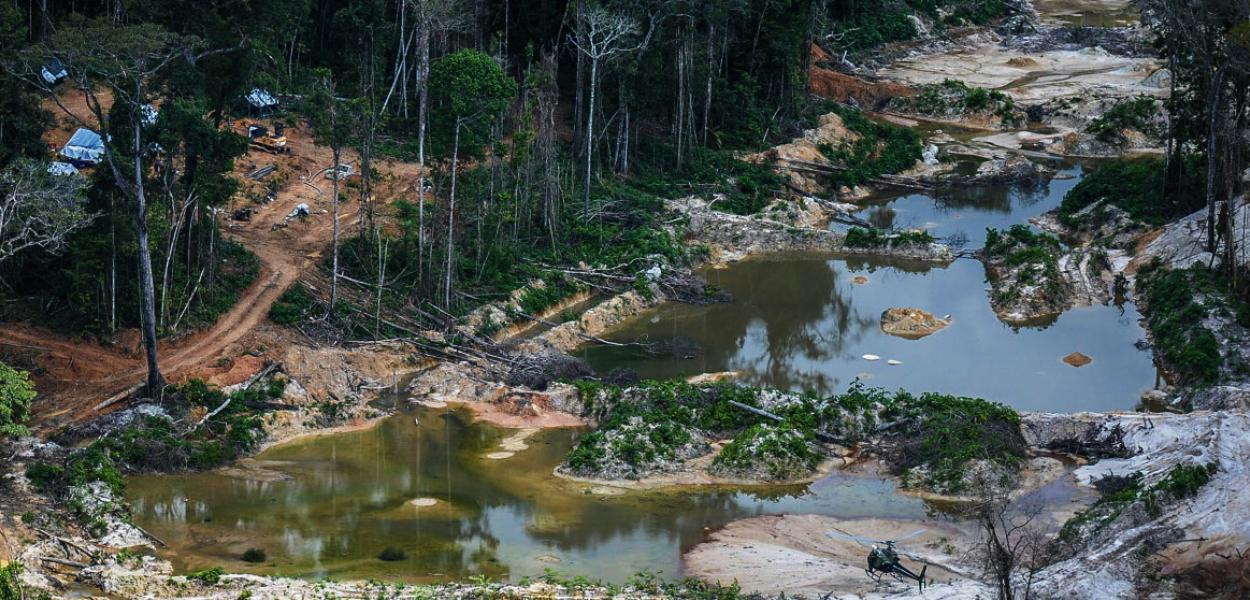 Área de garimpo ilegal na Terra Indígena Munduruku, no Pará