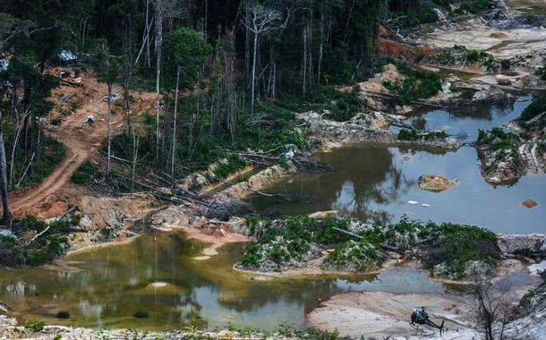 Área de garimpo ilegal na Terra Indígena Munduruku, no Pará