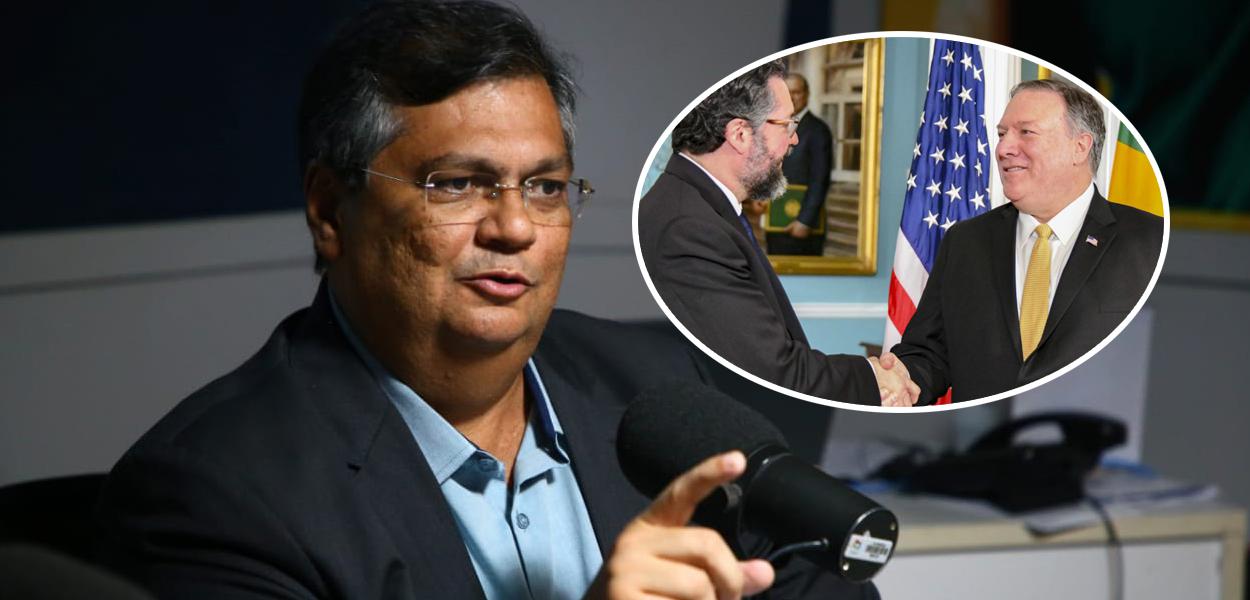 Flávio Dino e Ernesto Araújo com Mike Pompeo