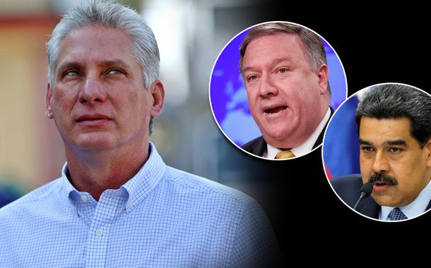 Miguel Díaz-Canel, Mike Pompeo e Nicolás Maduro