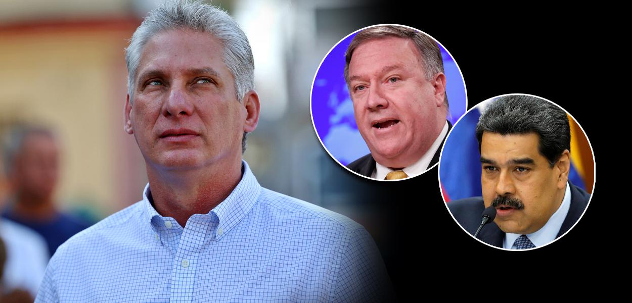 Miguel Díaz-Canel, Mike Pompeo e Nicolás Maduro