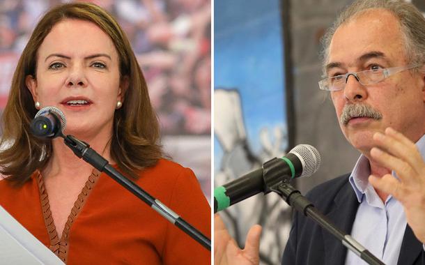 Presidente do PT, Gleisi Hoffmann, e o presidente da Fundação Perseu Abramo, Aloizio Mercadante