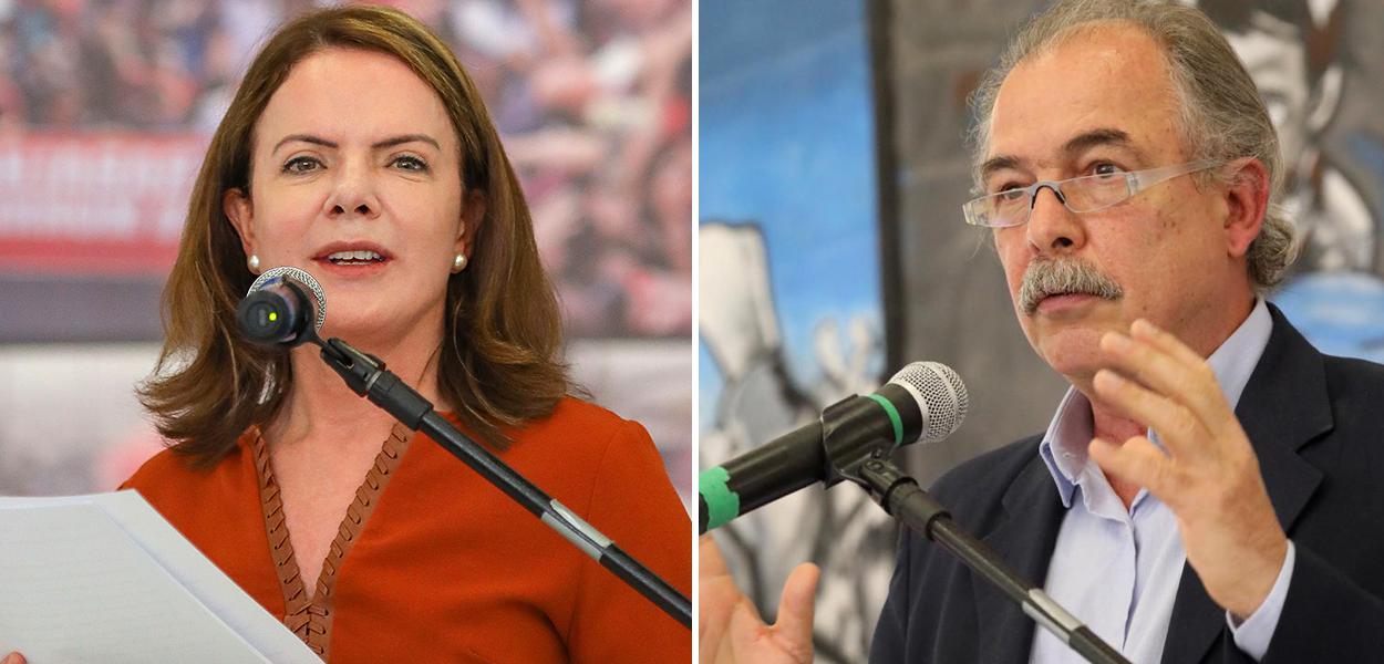 Presidente do PT, Gleisi Hoffmann, e o presidente da Fundação Perseu Abramo, Aloizio Mercadante