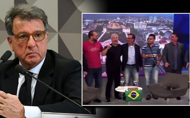 Paulo Marinho e Flávio Bolsonaro dançando com Sikêra Jr