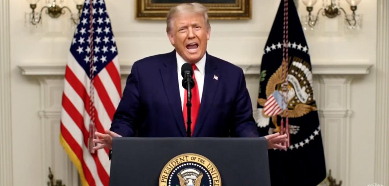 Trump em seu discurso na Assembleia Geral da ONU