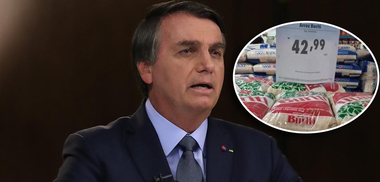 Bolsonaro discursando na ONU e preço do arroz