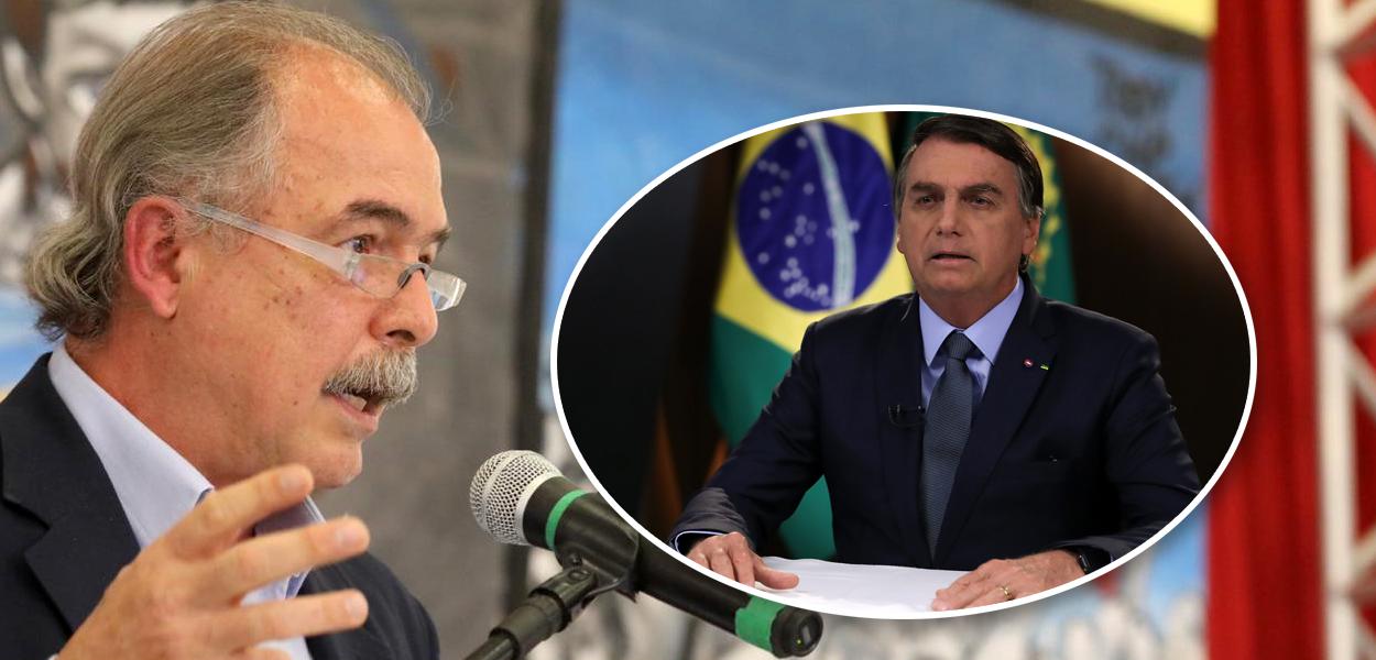 Aloizio Mercadante e Bolsonaro discursando na ONU