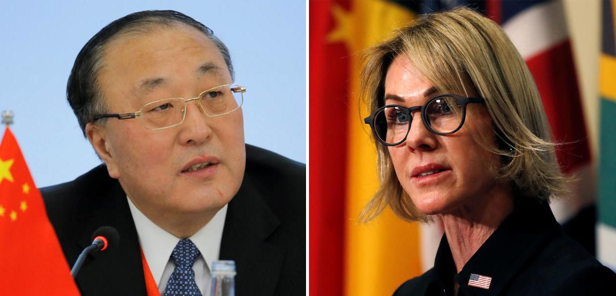Bandeiras dos Estados Unidos e da China