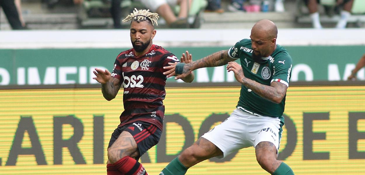 Gabigol (Flamengo) e Felipe Melo (Palmeiras)