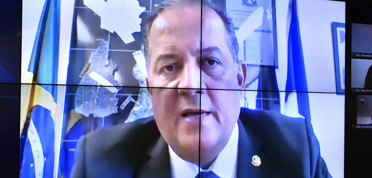 Senador Eduardo Gomes (MDB-TO) em pronunciamento via videoconferência.