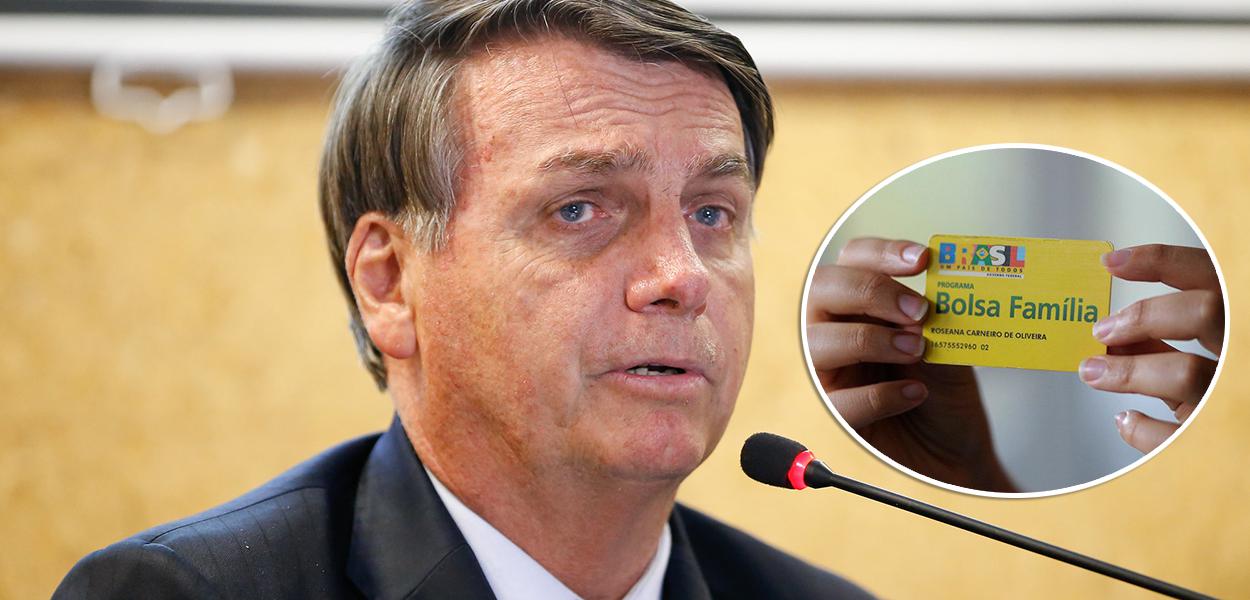 Jair Bolsonaro e cartão do Bolsa Família