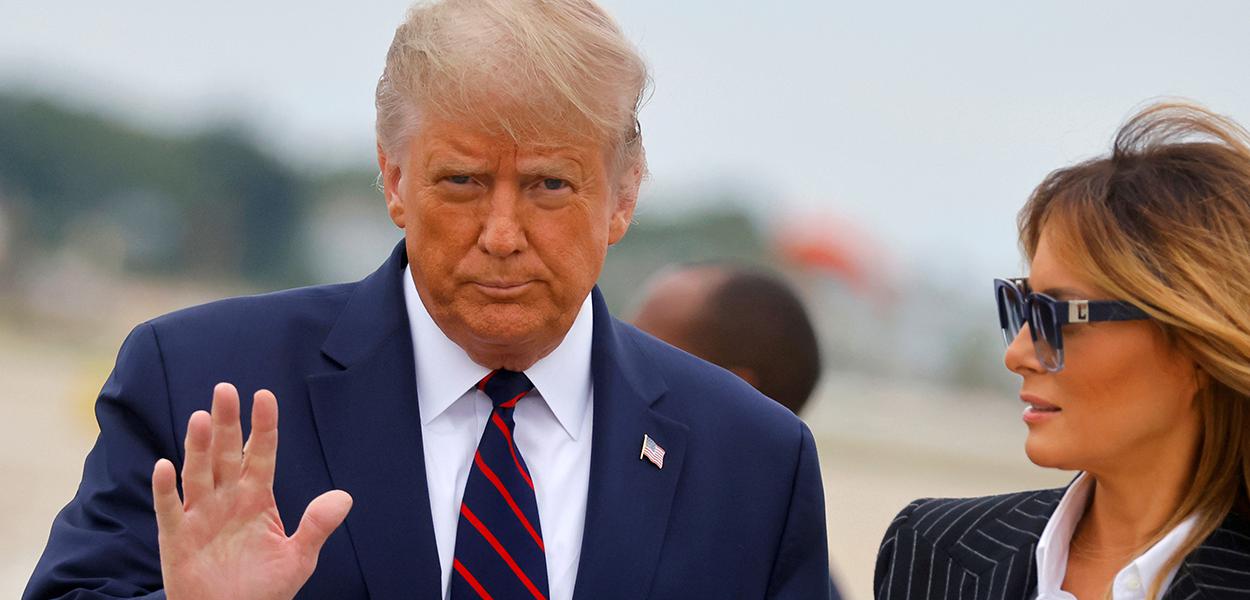 Donald Trump ao lado de Melania, em Cleveland 29/09/2020