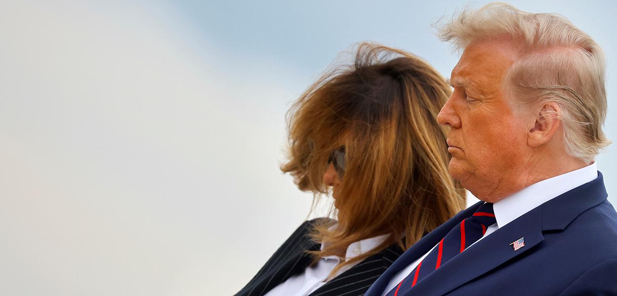 Presidente dos EUA, Donald Trump, ao lado da primeira-dama norte-americana, Melania, em Cleveland 29/09/2020