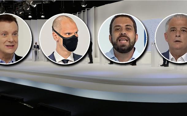 Calso Russomanno, Bruno Covas, Guilherme Boulos e Márcio França