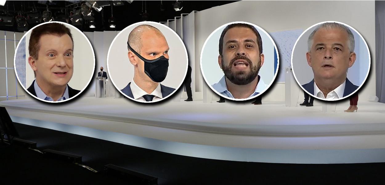 Calso Russomanno, Bruno Covas, Guilherme Boulos e Márcio França