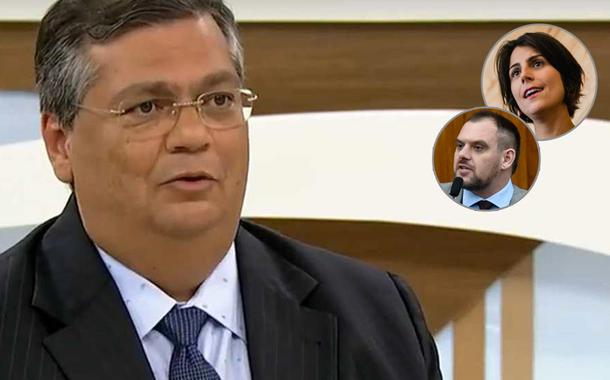 Flávio Dino, governador do MA, e os candidatos à Prefeitura de Porto Alegre Rodrigo Maroni (PROS) e Manuela D'Ávila (PCdoB)