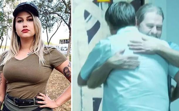 Sara Winter e Bolsonaro abraçando Dias Toffoli
