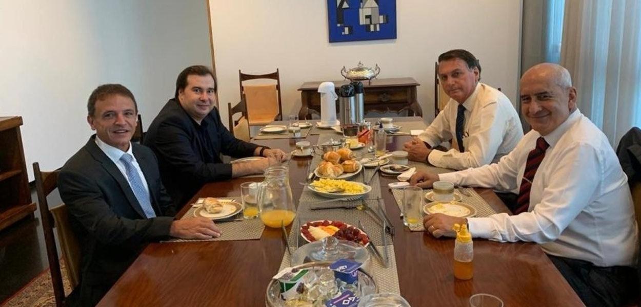 Marcio Bittar, Rodrigo Maia, Jair Bolsonaro e Luiz Eduardo Ramos