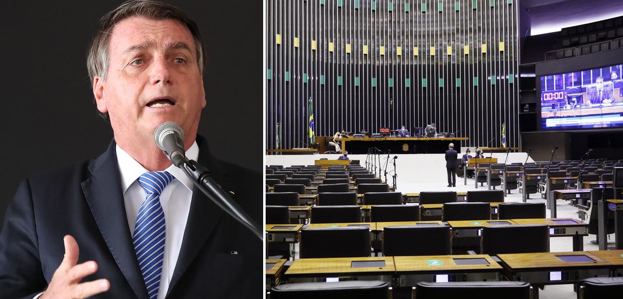 Jair Bolsonaro e plenário da Câmara dos Deputados