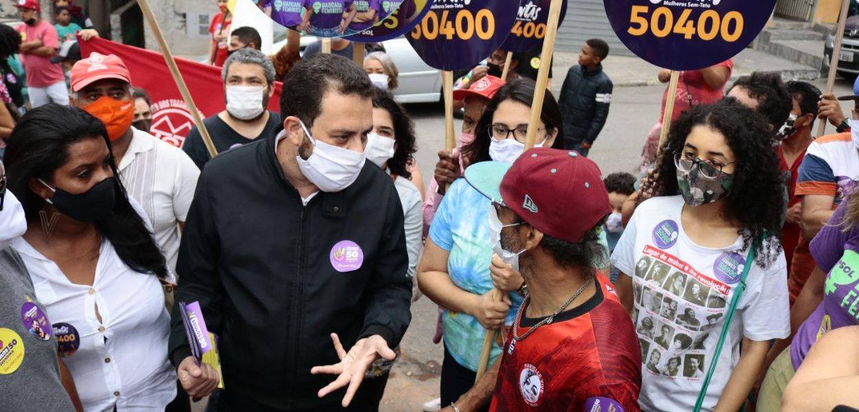 Guilherme Boulos em campanha à Prefeitura de SP