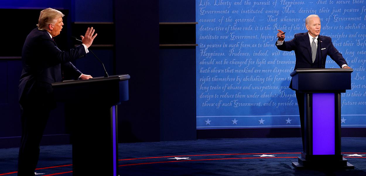 Donald Trump e Joe Biden durante debate em Cleveland 29/09/2020