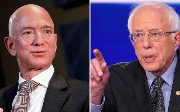 Jeff Bezos e Bernie Sanders