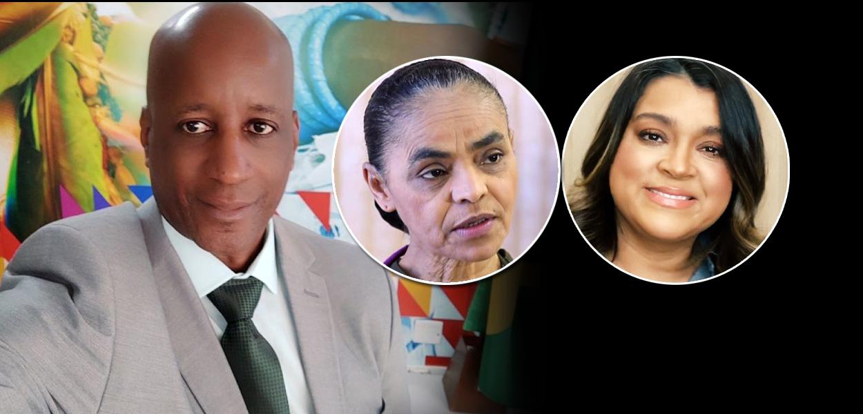 Presidente da Fundação Palmares, Sérgio Camargo, ex-ministra Marina Silva e a cantora Preta Gil