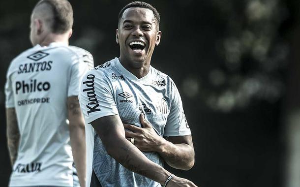 Robinho no primeiro treino no Santos. 13 de outubro de 2020