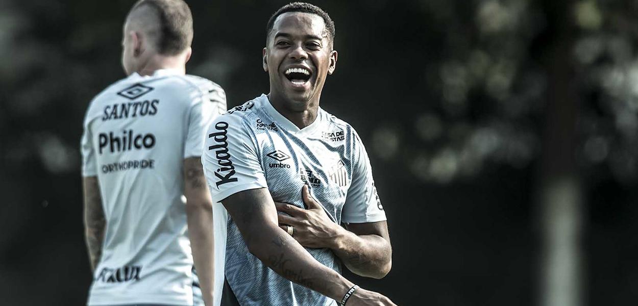 Robinho no primeiro treino no Santos. 13 de outubro de 2020