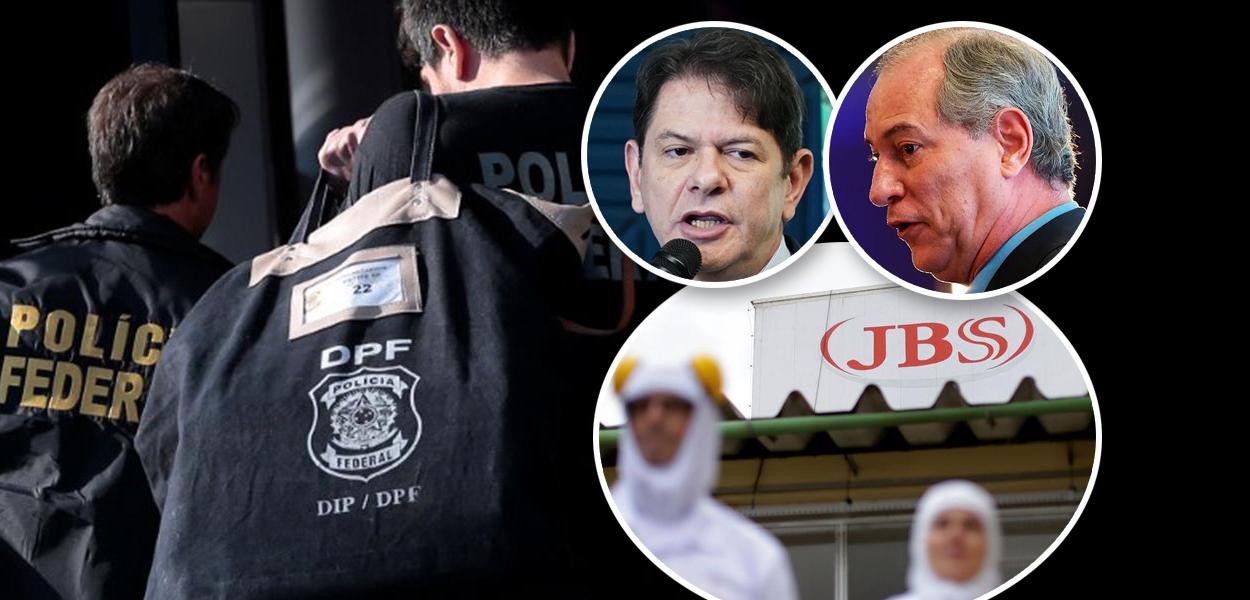 Polícia Federal, Cid e Ciro Gomes e fachada da JBS