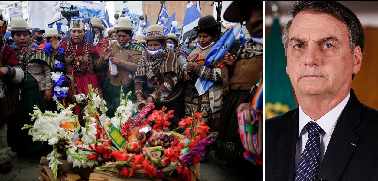 Apoiadores do MAS, partido de Evo Morales, em evento de campanha na cidade de El Alto, em 14 de outubro de 2020