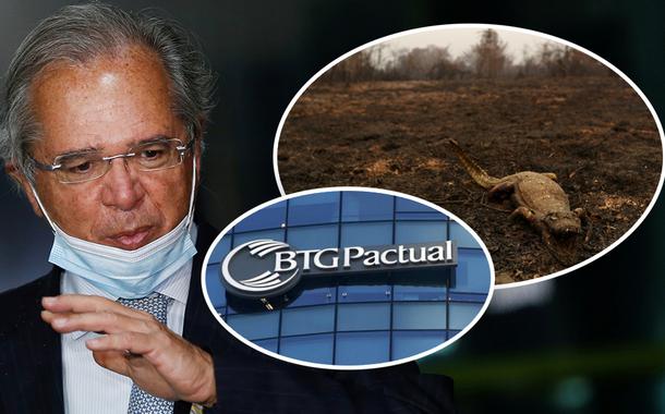Paulo Guedes, Pantanal queimado e fachada do BTG Pactual