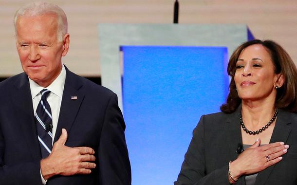 Joe Biden e Kamala Harris em Detroit 31/07/2019