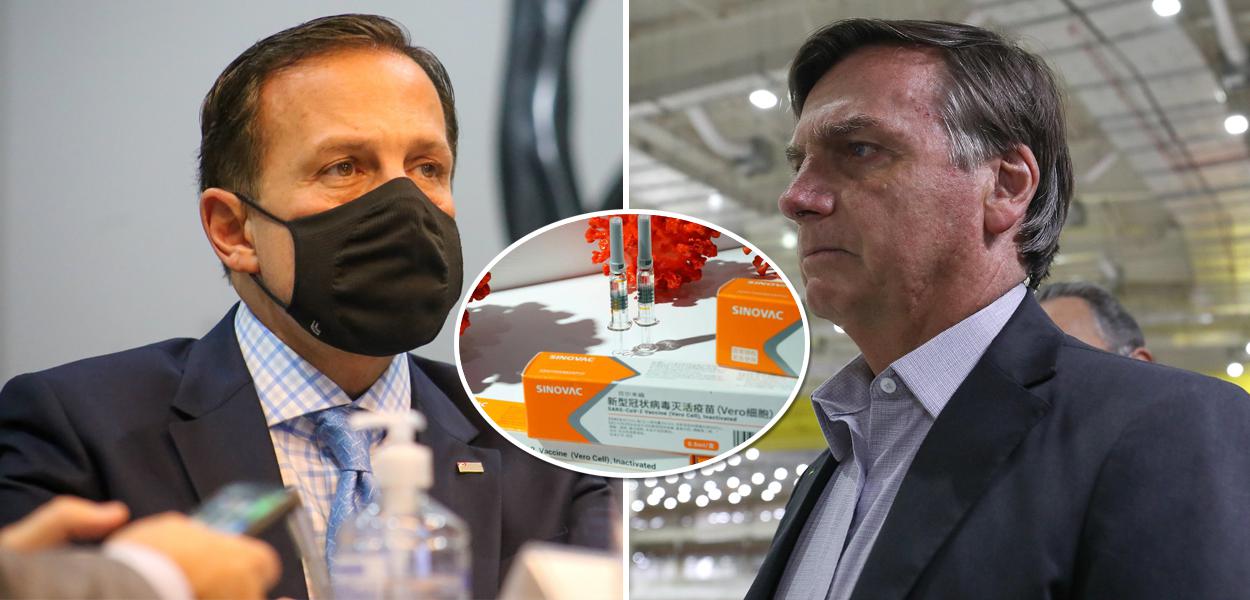 João Doria, CoronaVac e Jair Bolsonaro
