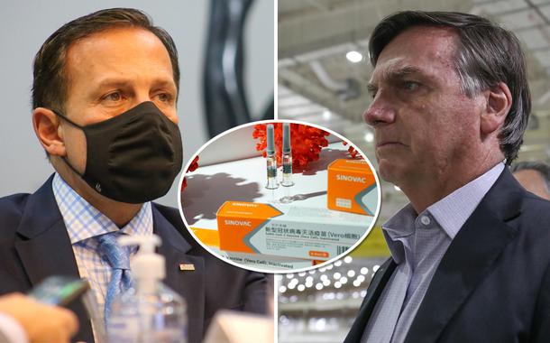 João Doria, CoronaVac e Jair Bolsonaro